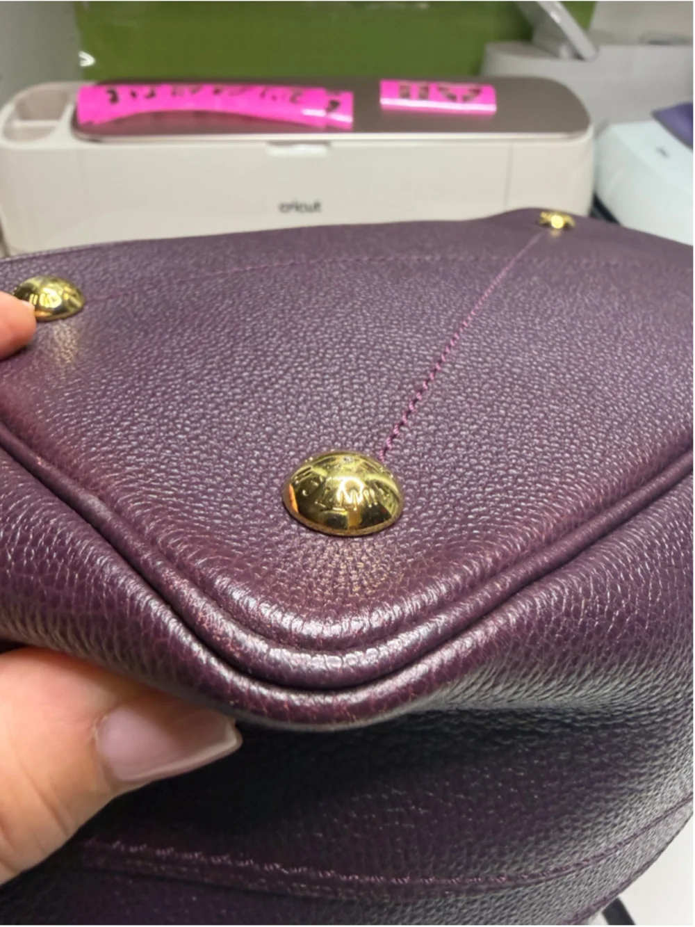 Women's Louis Vuitton Purple Monogram Empreinte Leather Citadine MM Tote Bag